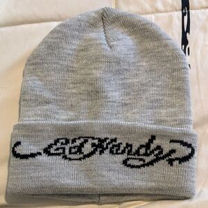 Ed Hardy Gray Beanie with Black Logo